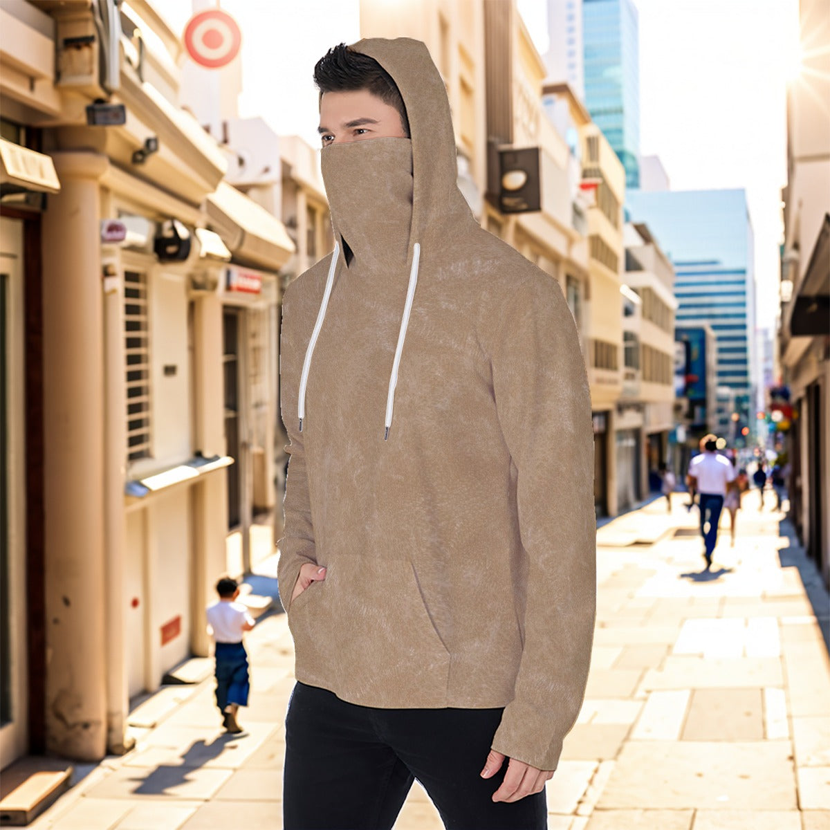 Eco-friendly All-Over Print Men's Masked Hoodie