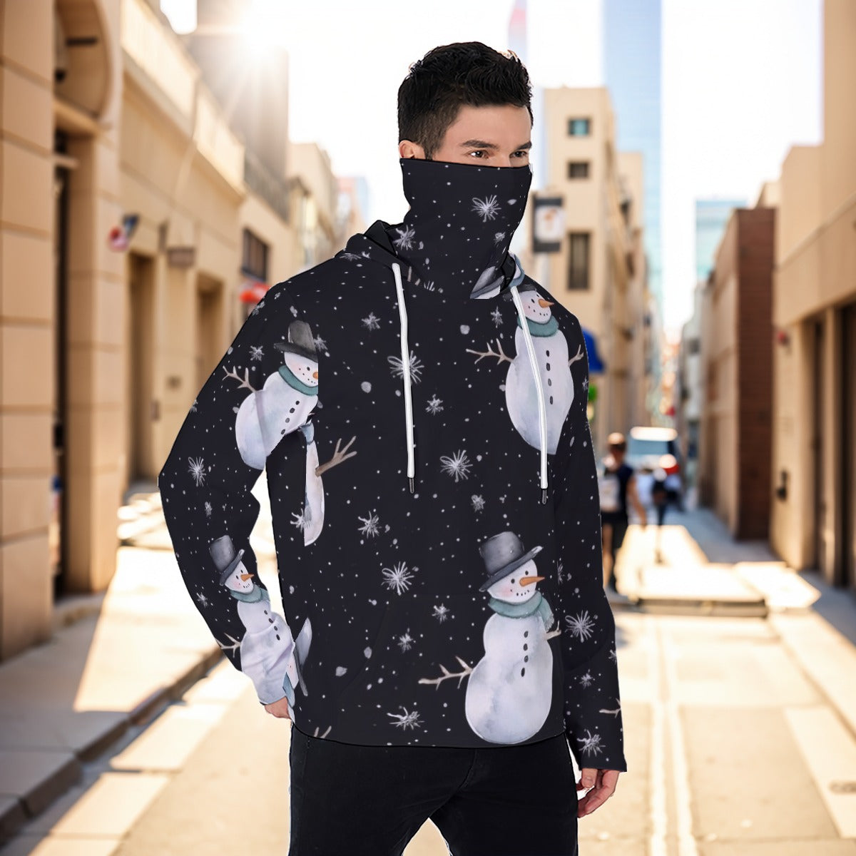 Eco-friendly All-Over Print Men's Masked Hoodie