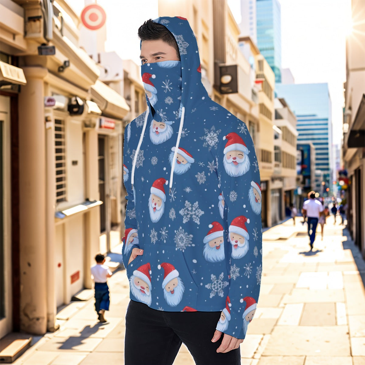 Eco-friendly All-Over Print Men's Masked Hoodie