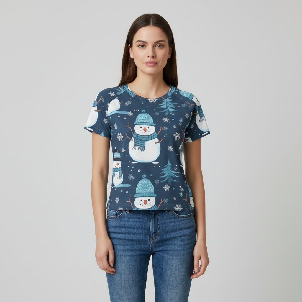 Eco-friendly  All-Over Print Women's cropped Raglan T-shirt With Short Sleeve