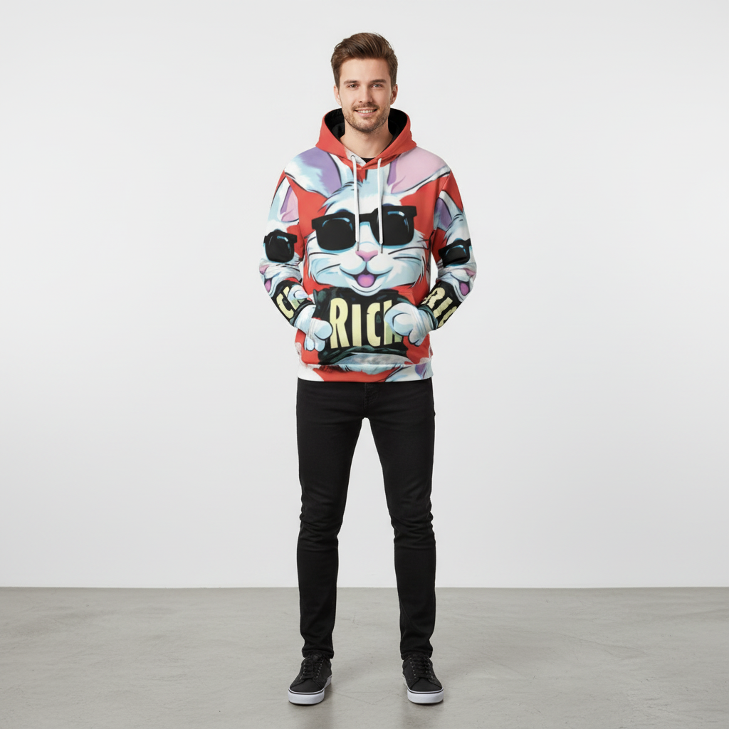Eco-friendly All-Over Print Men Pullover Hoodie