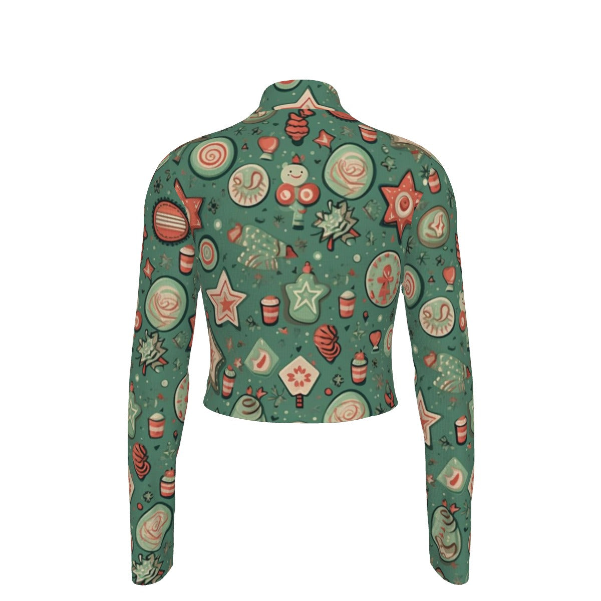 Eco-Friendly All-Over Print Women's Turtleneck T-shirt With Long Sleeve