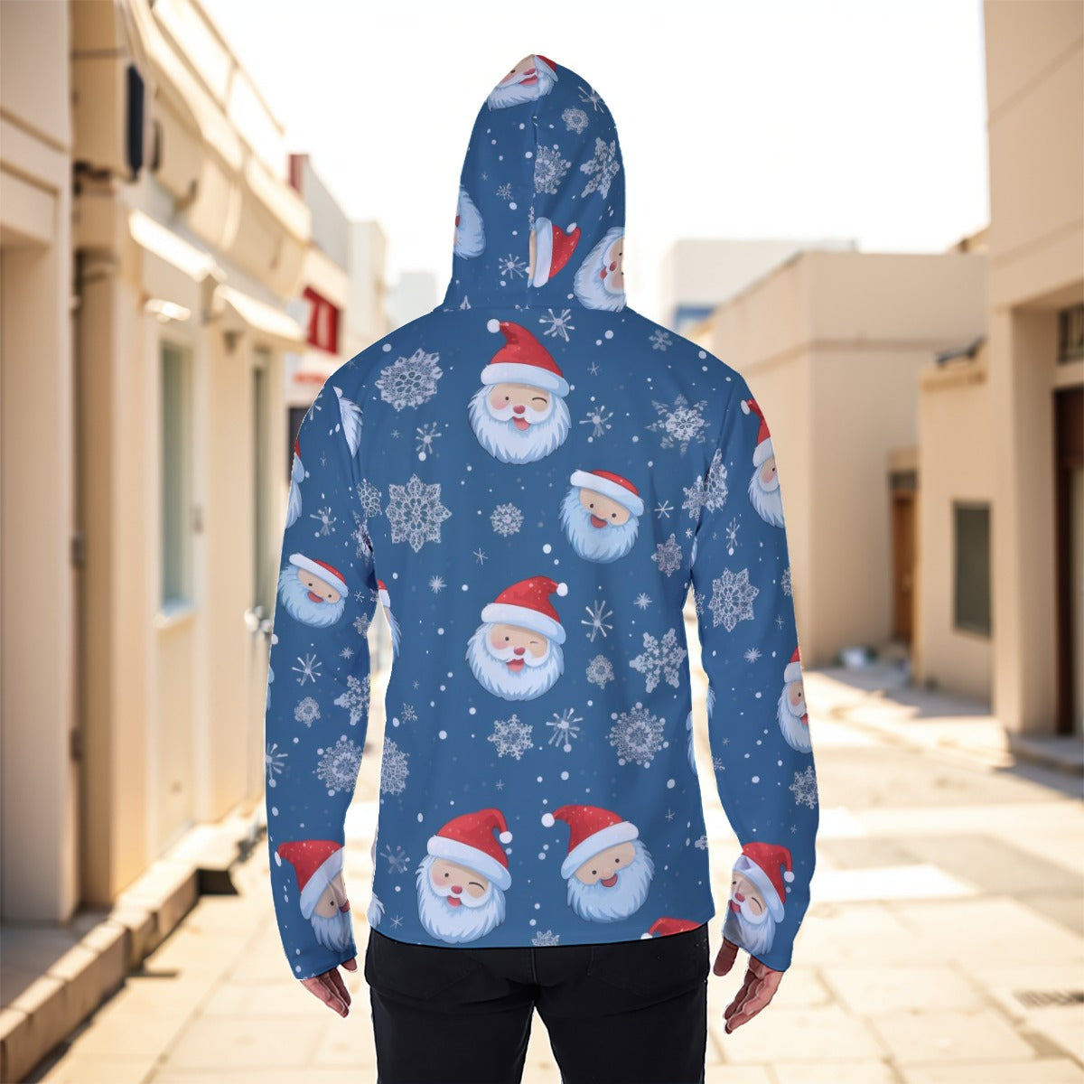 Eco-friendly All-Over Print Men's Masked Hoodie