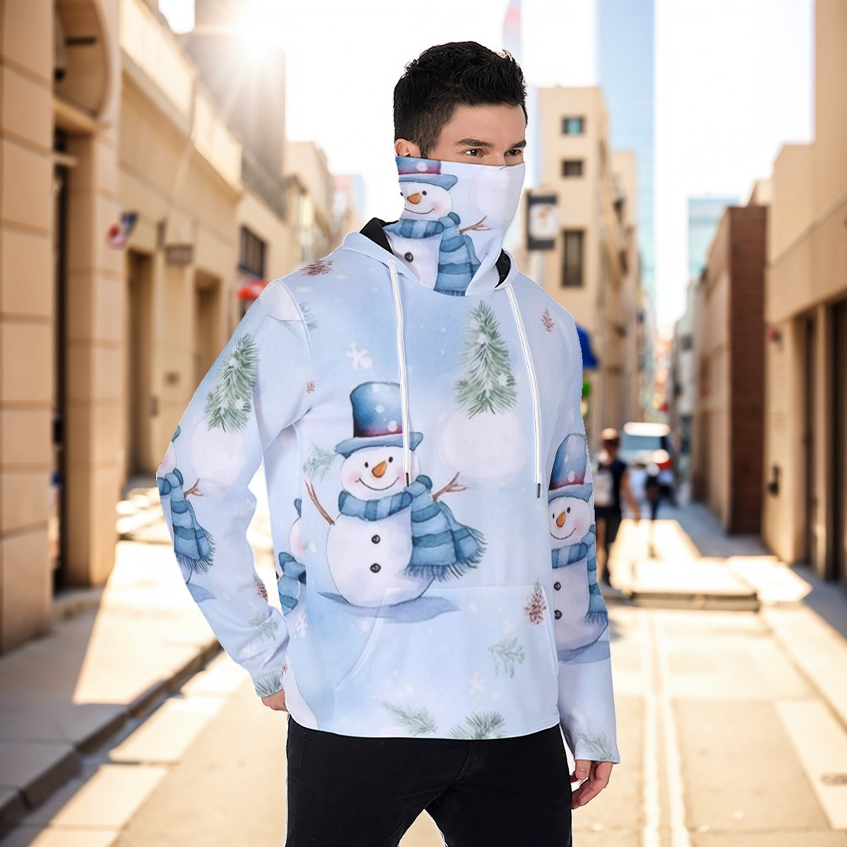 Eco-friendly All-Over Print Men's Masked Hoodie