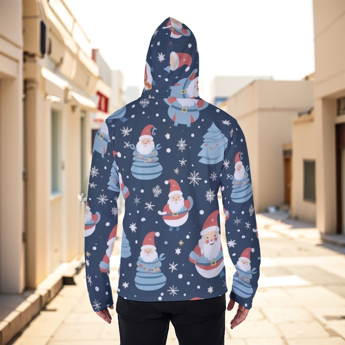Eco-friendly All-Over Print Men's Masked Hoodie