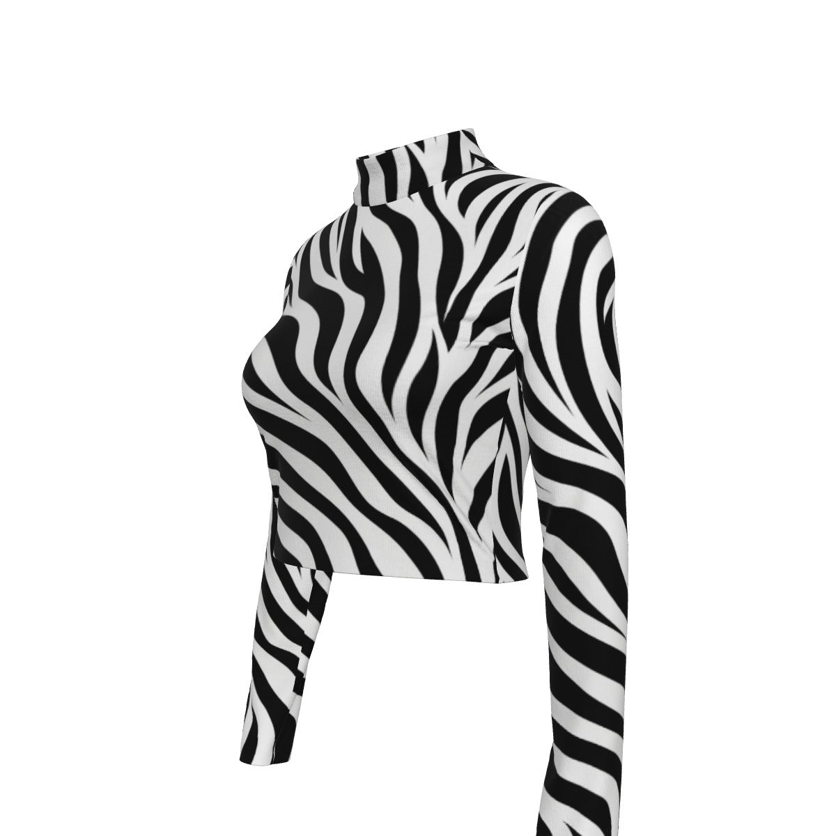 Eco-Friendly All-Over Print Women's Turtleneck T-shirt With Long Sleeve