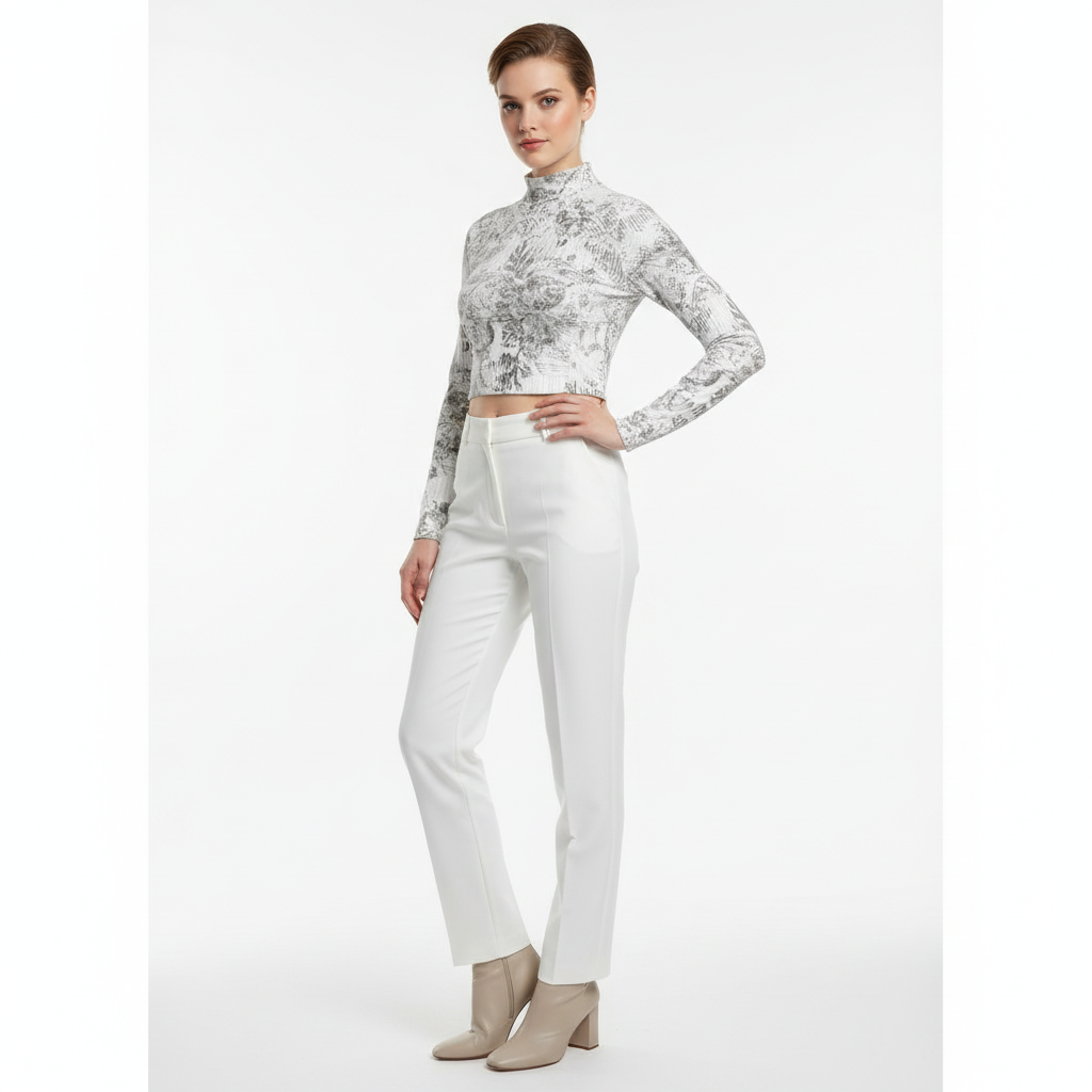 Eco-Friendly All-Over Print Women's Turtleneck T-shirt With Long Sleeve