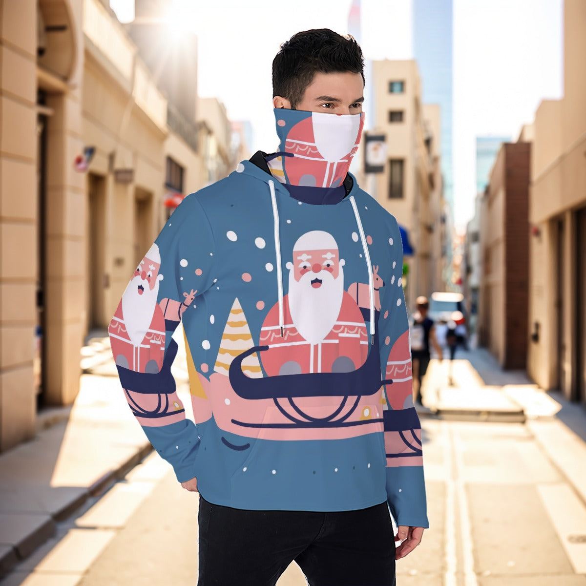 Eco-friendly All-Over Print Men's Masked Hoodie