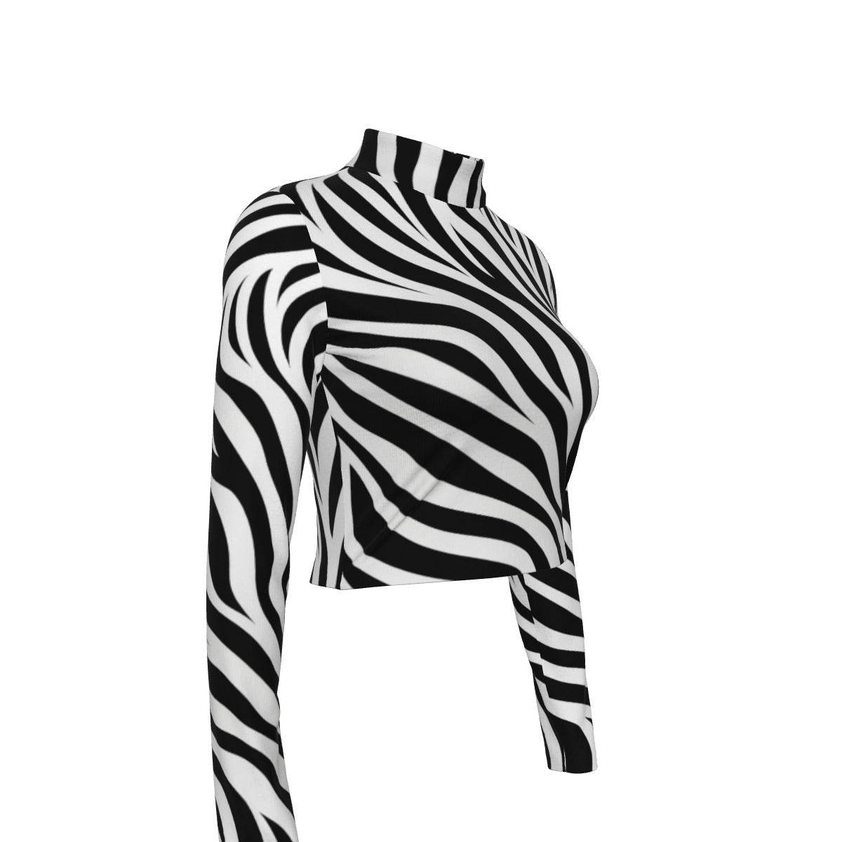 Eco-Friendly All-Over Print Women's Turtleneck T-shirt With Long Sleeve