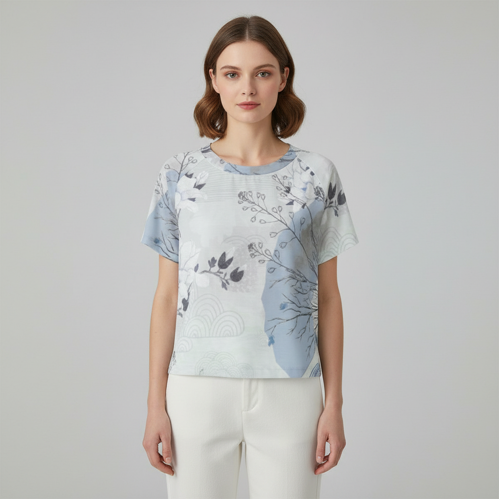 Eco-friendly  All-Over Print Women's cropped Raglan T-shirt With Short Sleeve