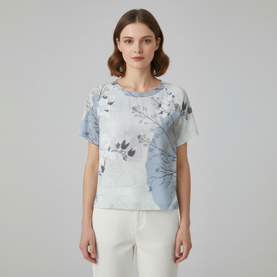 Eco-friendly  All-Over Print Women's cropped Raglan T-shirt With Short Sleeve