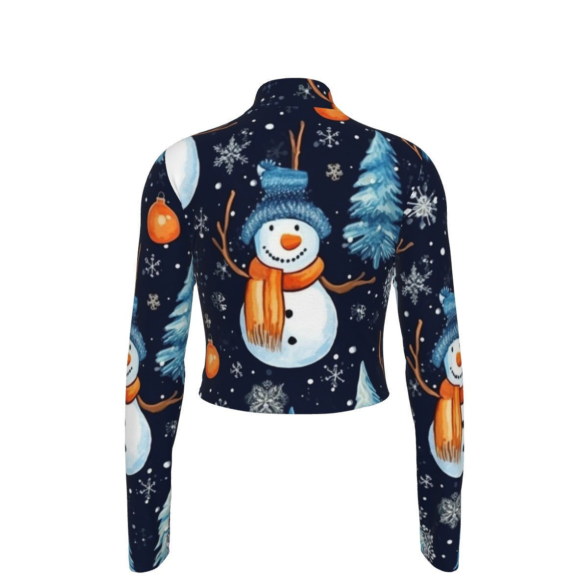 Eco-Friendly All-Over Print Women's Turtleneck T-shirt With Long Sleeve