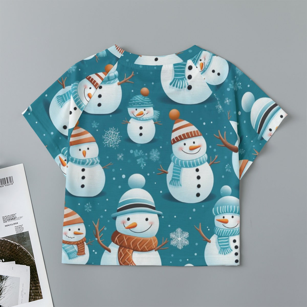 Eco-friendly  All-Over Print Women's cropped Raglan T-shirt With Short Sleeve