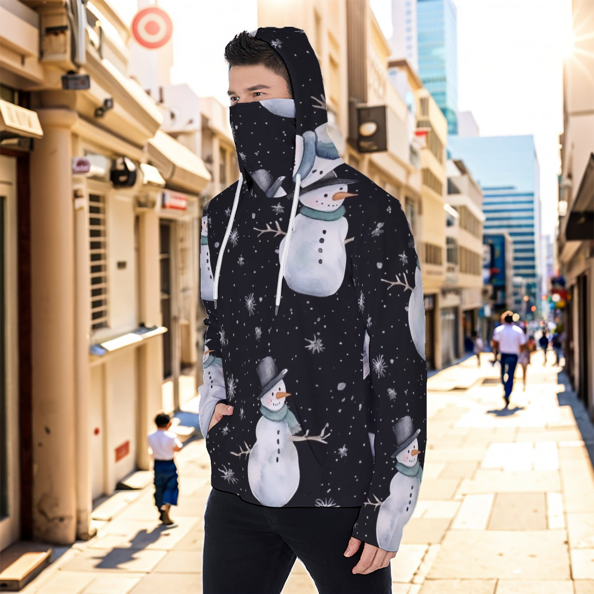 Eco-friendly All-Over Print Men's Masked Hoodie