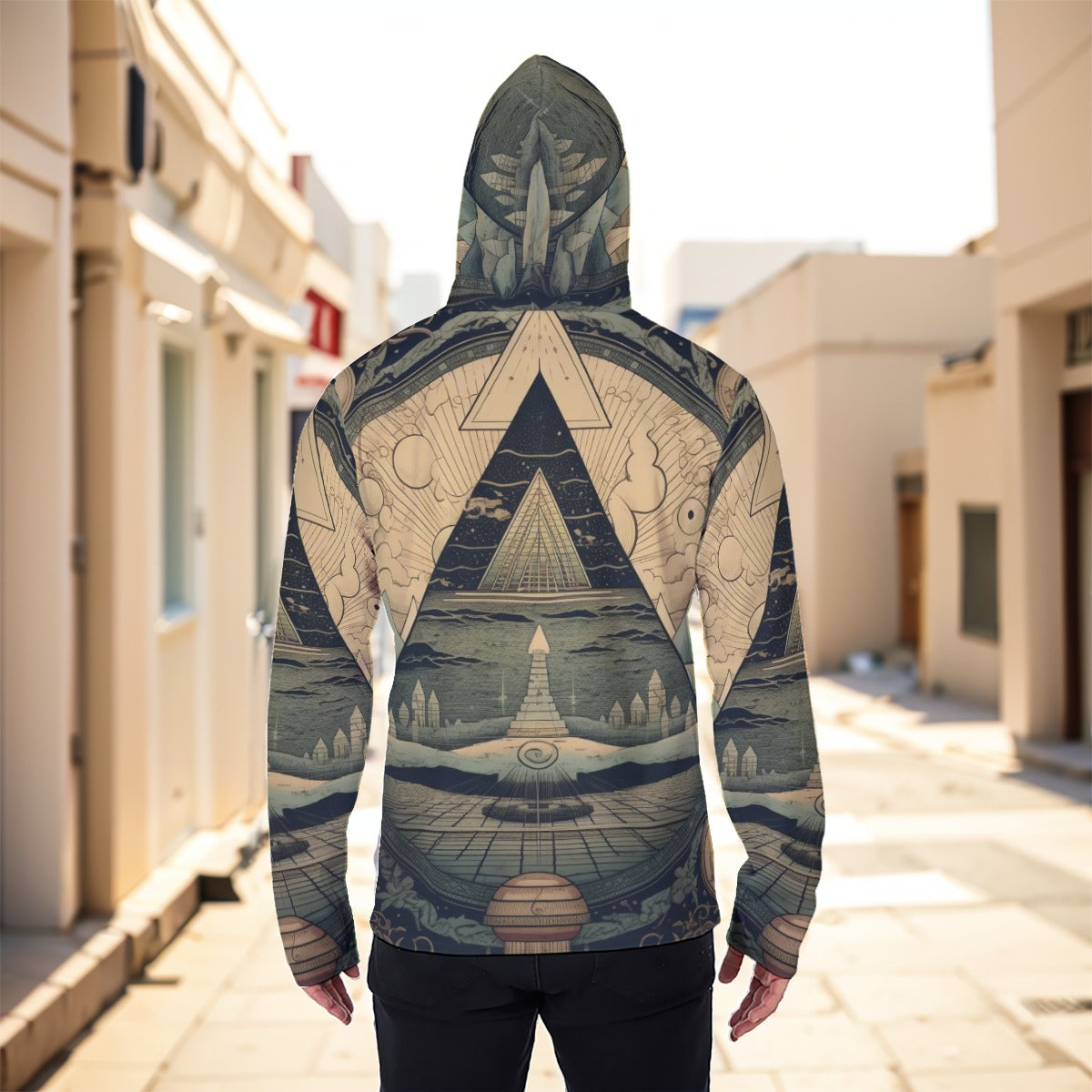 Eco-friendly All-Over Print Men's Masked Hoodie