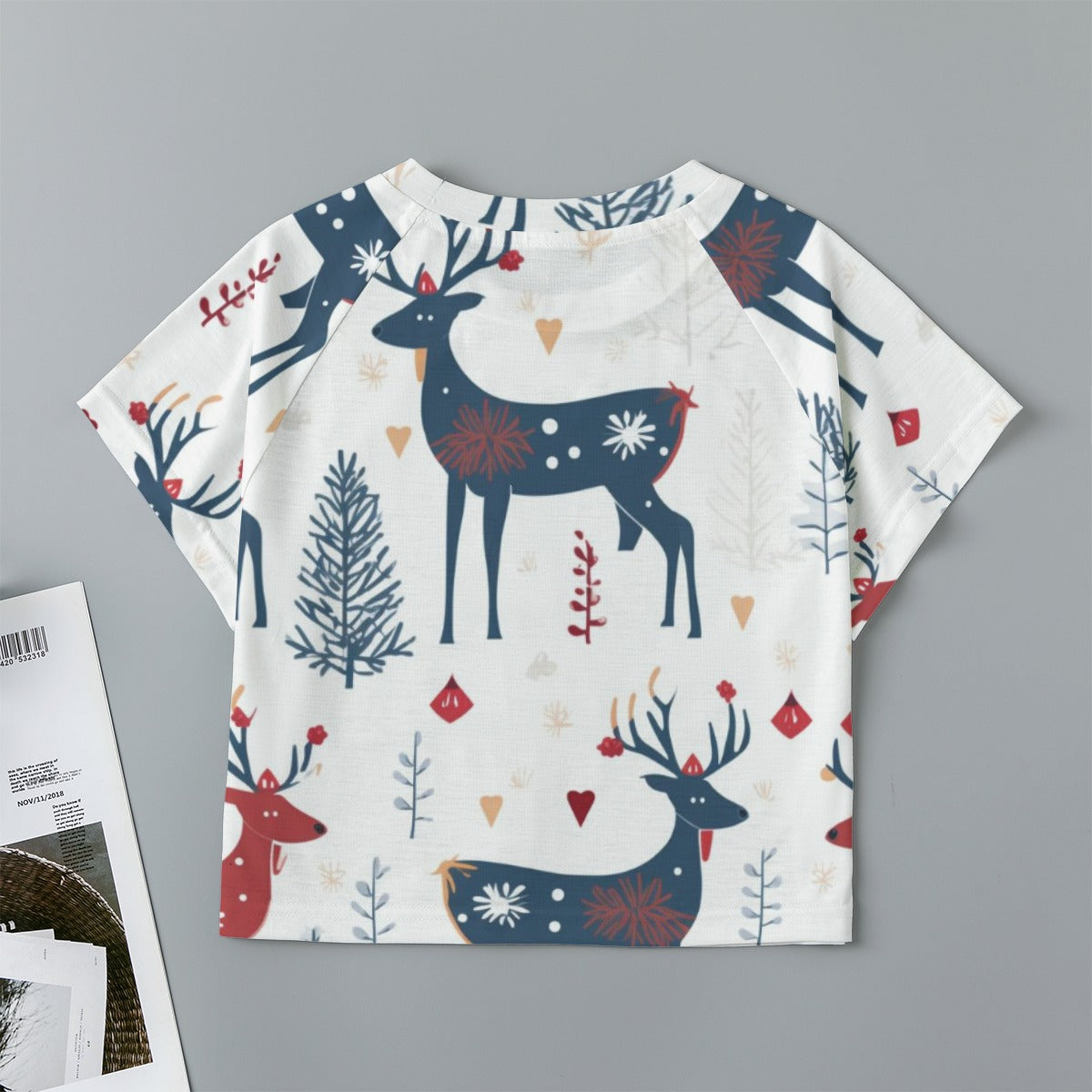 Eco-friendly  All-Over Print Women's cropped Raglan T-shirt With Short Sleeve