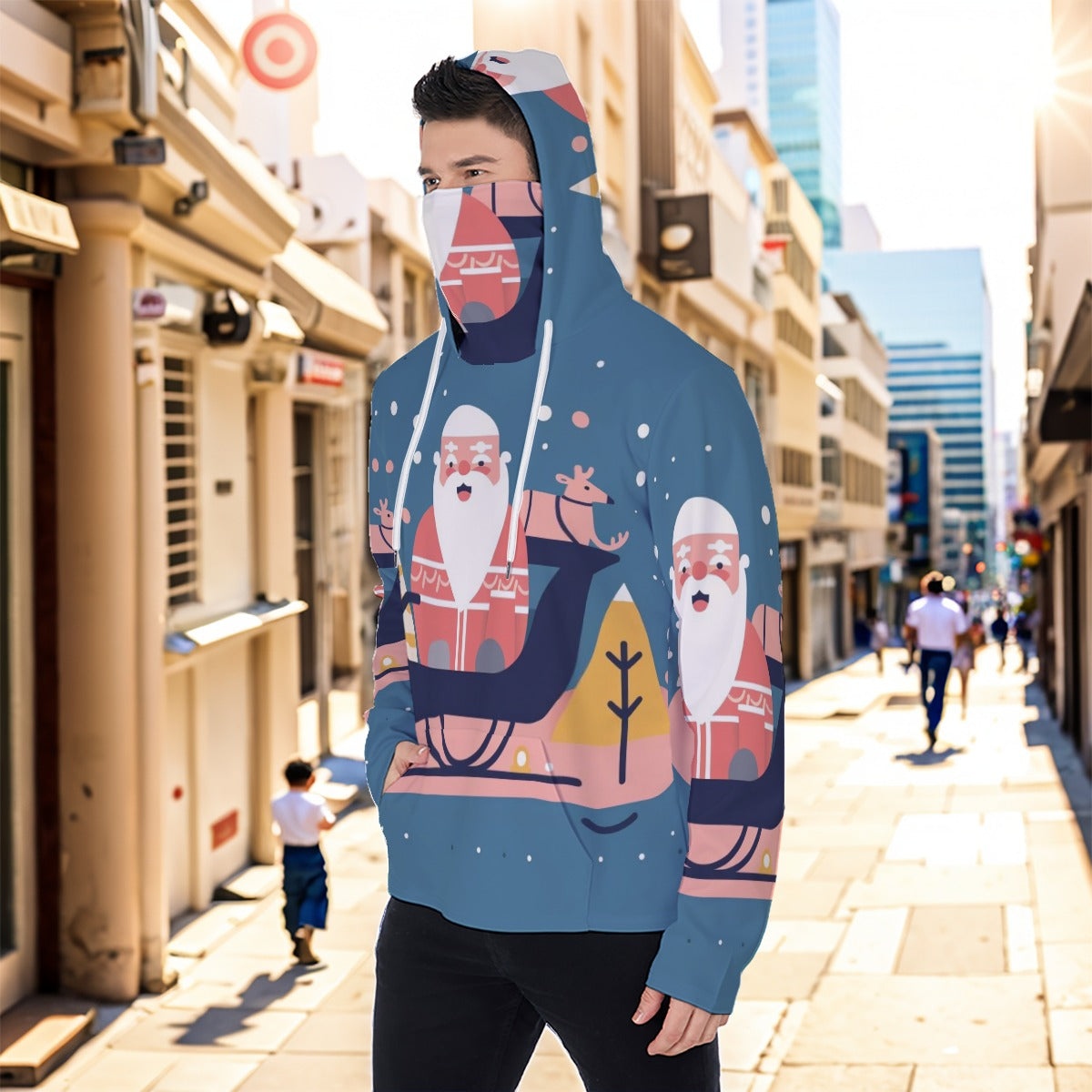 Eco-friendly All-Over Print Men's Masked Hoodie