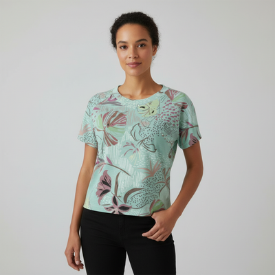 Eco-friendly  All-Over Print Women's cropped Raglan T-shirt With Short Sleeve