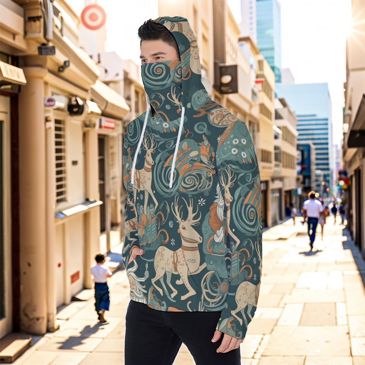 Eco-friendly All-Over Print Men's Masked Hoodie