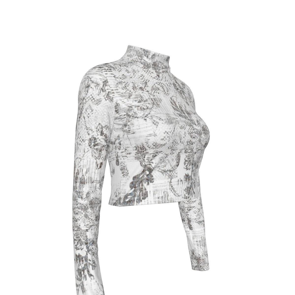 Eco-Friendly All-Over Print Women's Turtleneck T-shirt With Long Sleeve