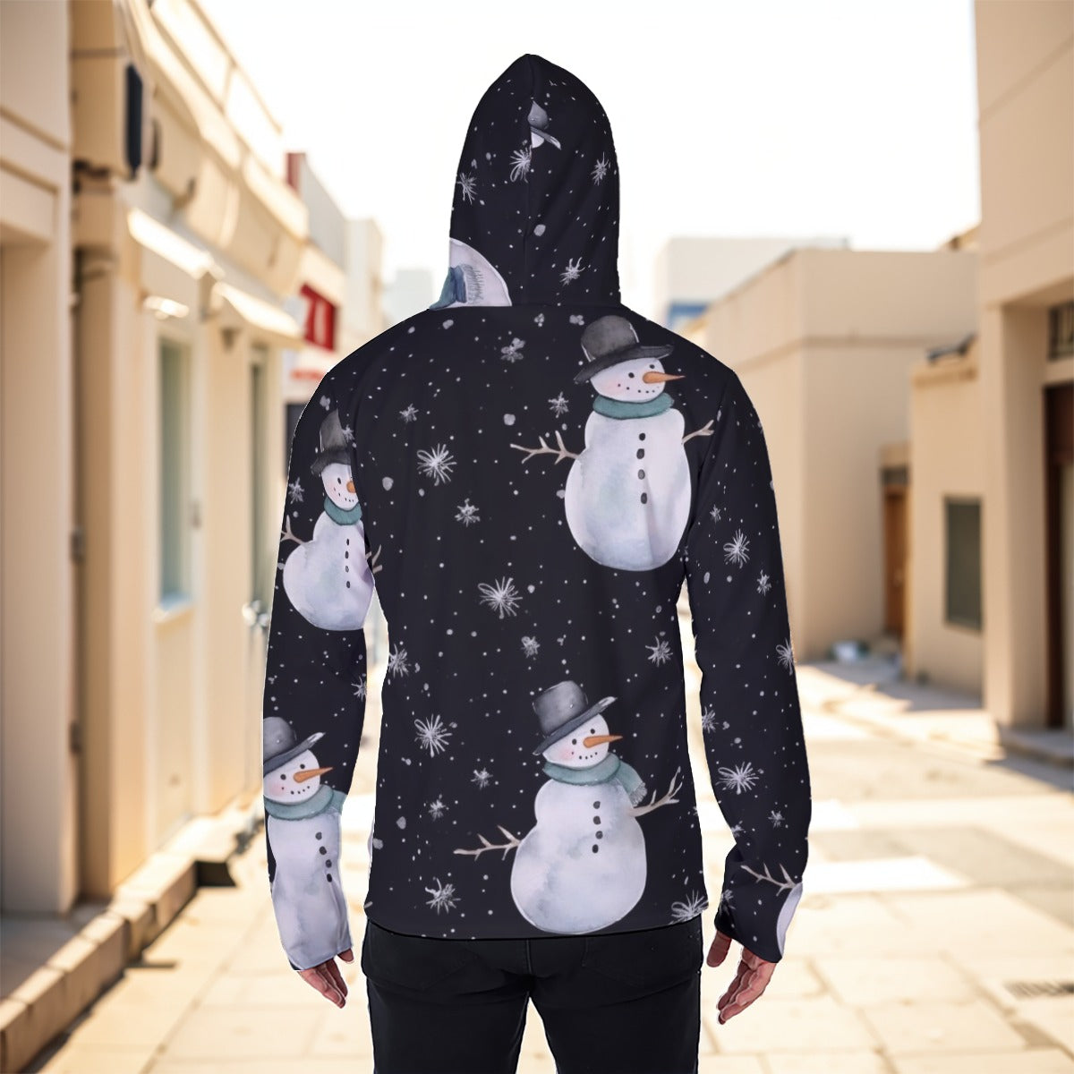 Eco-friendly All-Over Print Men's Masked Hoodie