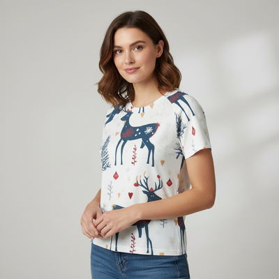Eco-friendly  All-Over Print Women's cropped Raglan T-shirt With Short Sleeve