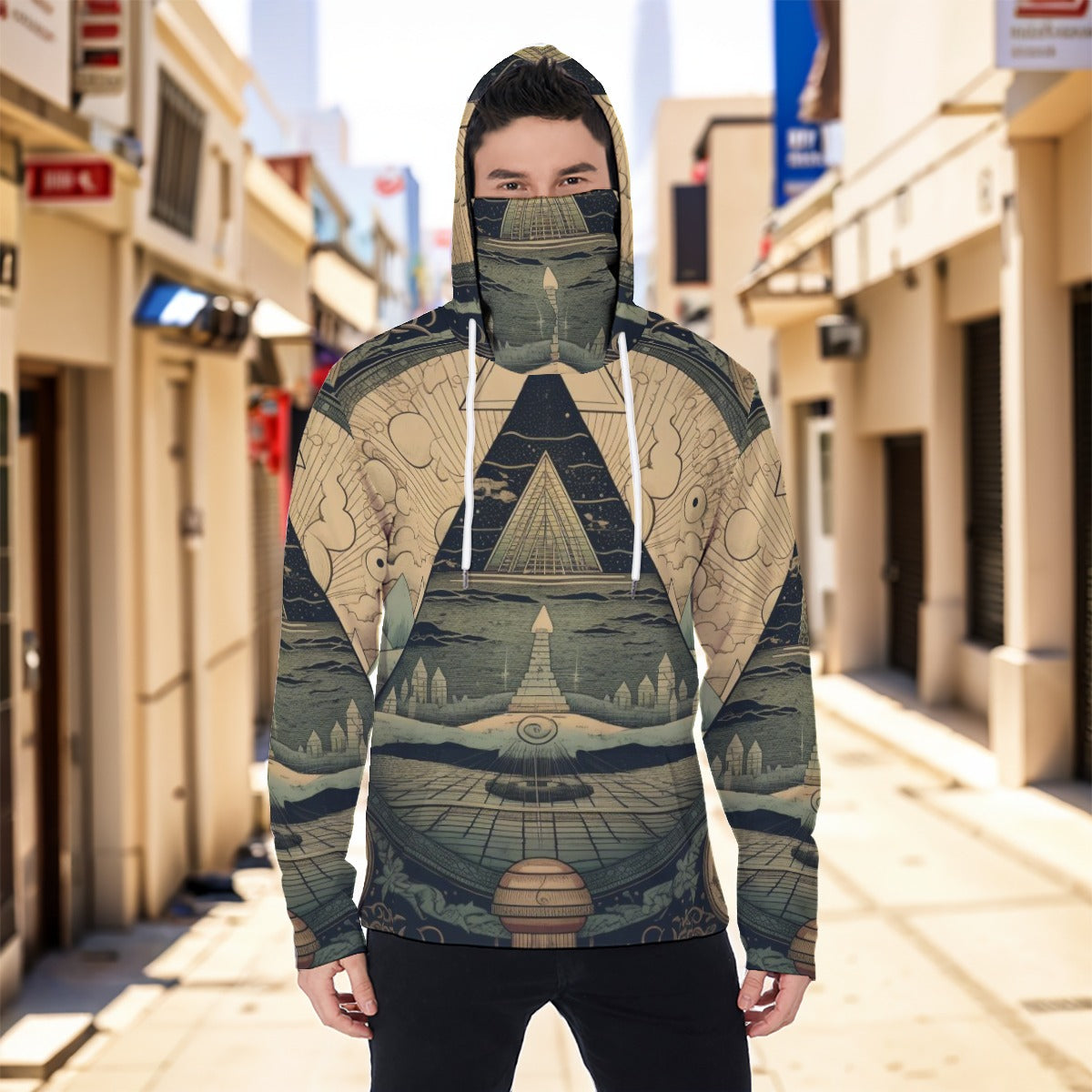 Eco-friendly All-Over Print Men's Masked Hoodie