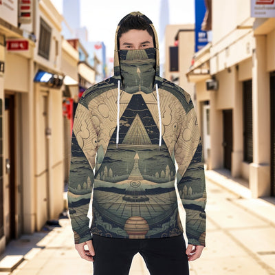 Eco-friendly All-Over Print Men's Masked Hoodie