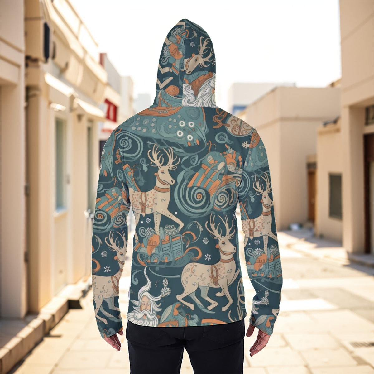 Eco-friendly All-Over Print Men's Masked Hoodie