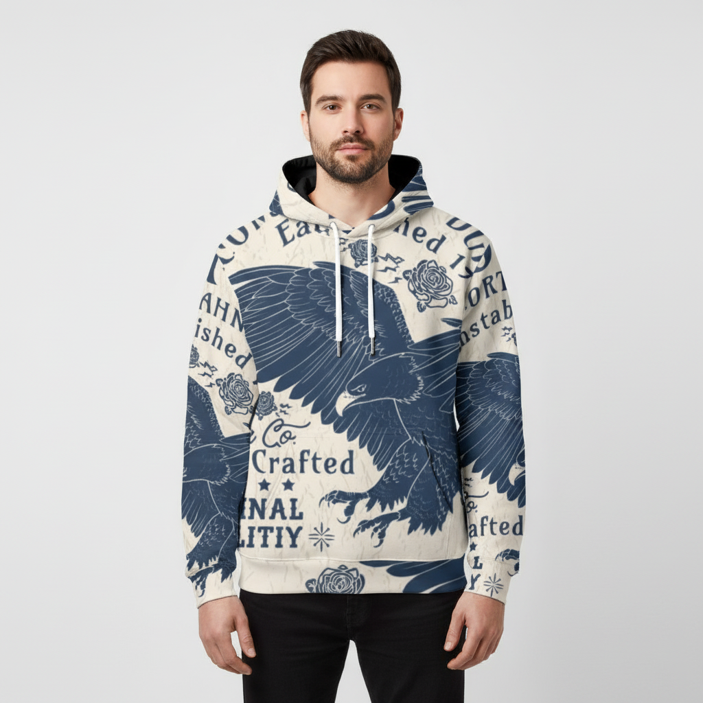 Eco-friendly All-Over Print Men Pullover Hoodie
