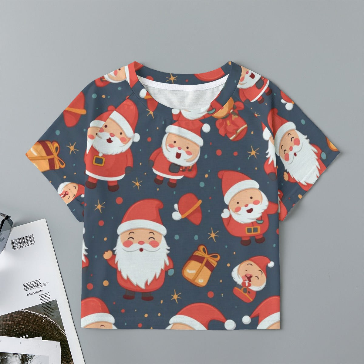 Eco-friendly  All-Over Print Women's cropped Raglan T-shirt With Short Sleeve