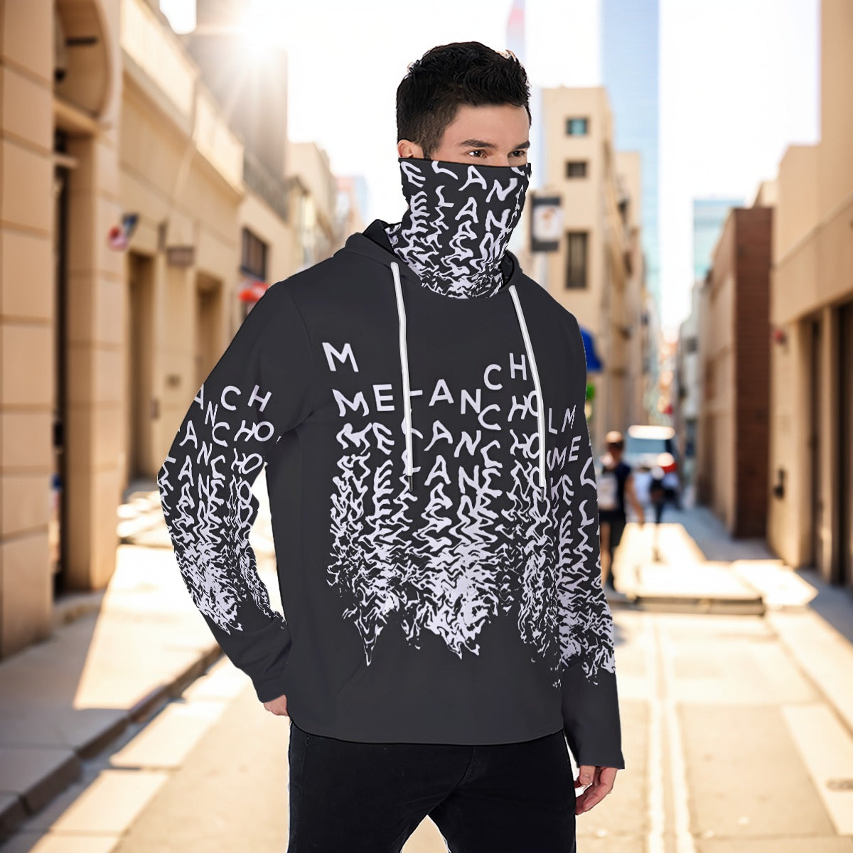 Eco-friendly All-Over Print Men's Masked Hoodie